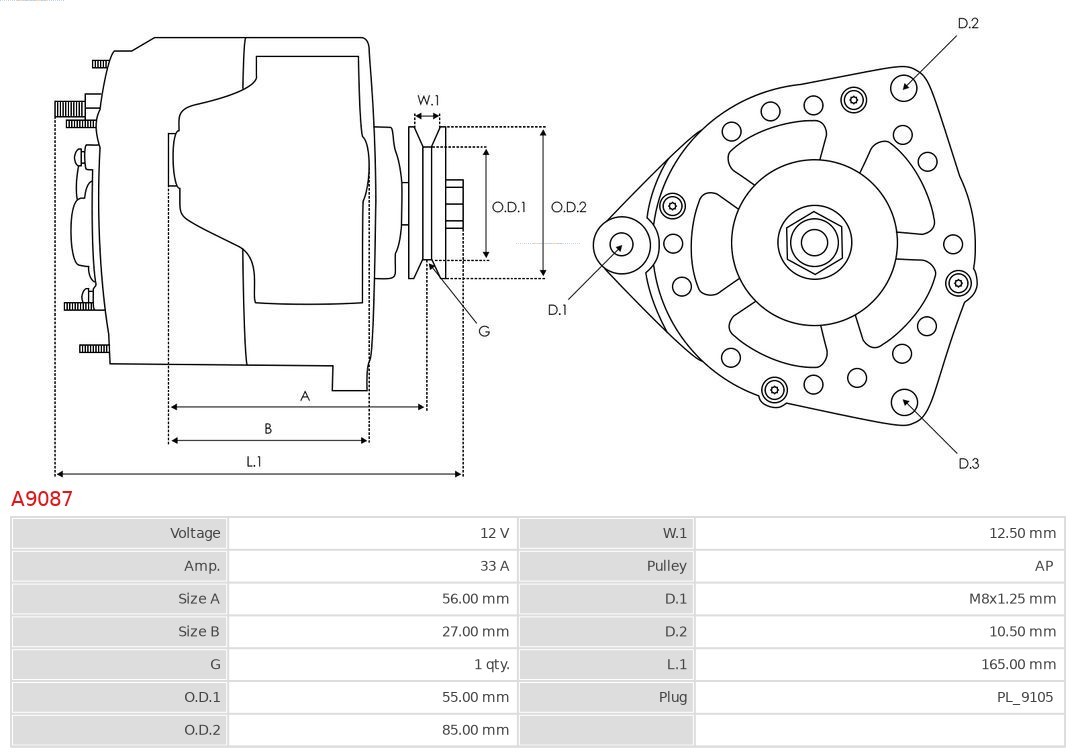 Fits AS ROZRUSZNIKI I ALTERNATORY A9087 ALTERNATOR   ⭐UK Stock⭐