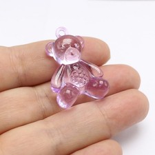 20pcs Mixed Color Transparent Acrylic Cute Bear Charm Pendants 34mm Kids Craft