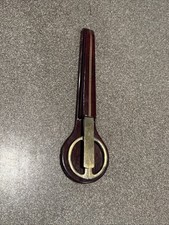 Vintage Italian Brass Scissors Letter Opener Leather Sheath Executive Desk Set