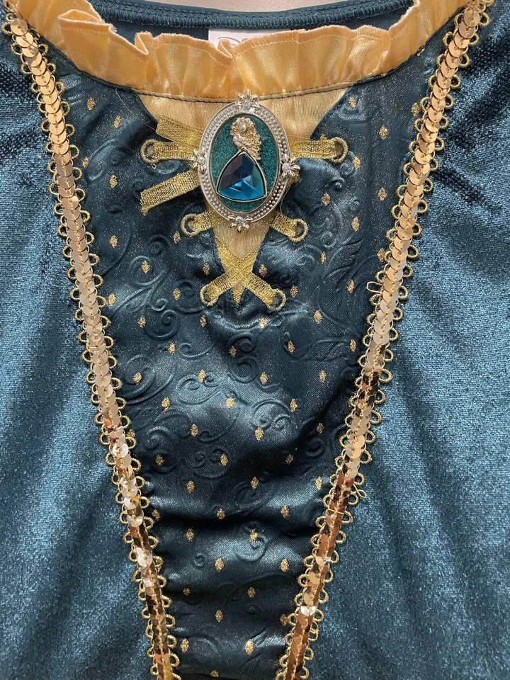 Vestido de princesa Merida Brave Disney Store meninas 7/8 fantasia de tule verde azul infantil - Imagem 2 de 4