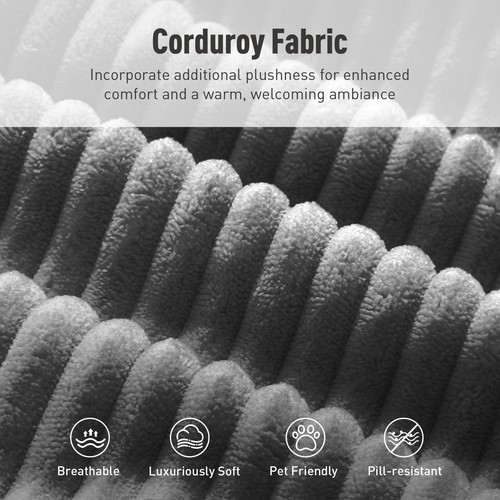 Modular Sectional Sofa Corduroy Cloud Couch with Chaise and Cushion 1/4/5/6-Seat - Picture 15 of 35