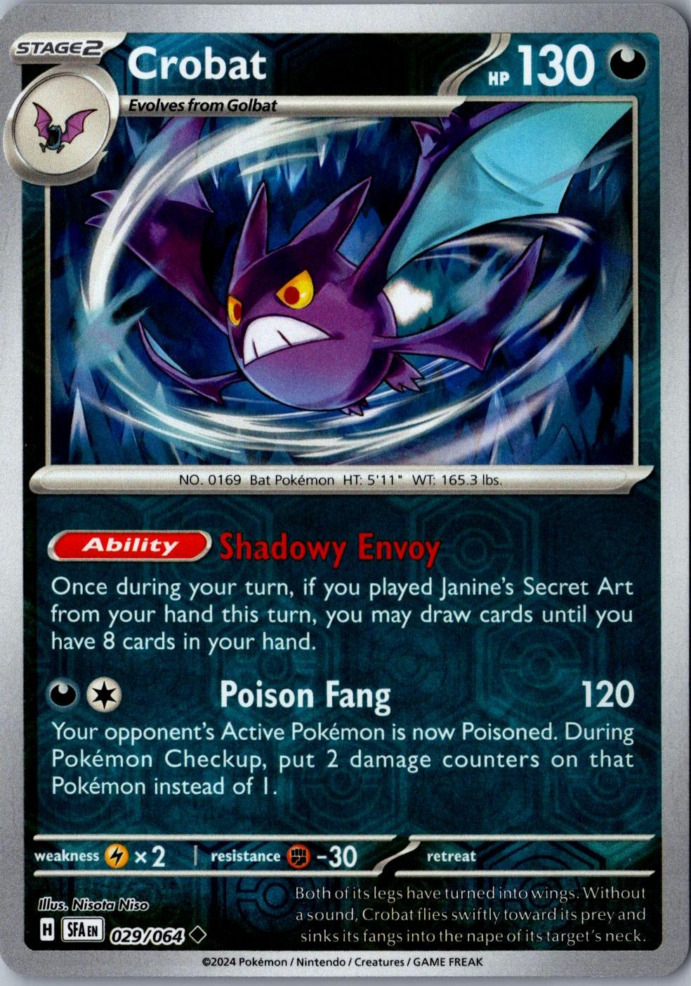 Crobat Reverse Holo 029/064 Uncommon SV: Shrouded Fable LP Pokemon Card