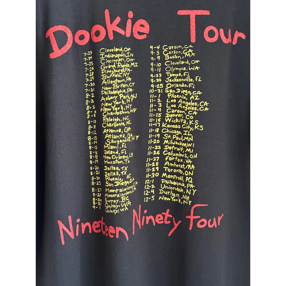 Camiseta Green Day "Dookie Tour" 1994 Vintage Reimpresión Etiqueta Tultex Puntada Única Foto 4 de 4