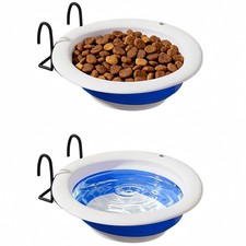 2-Pack Silicone Collapsible Dog Bowls with Wire Frame, Suitable for Tube Cages