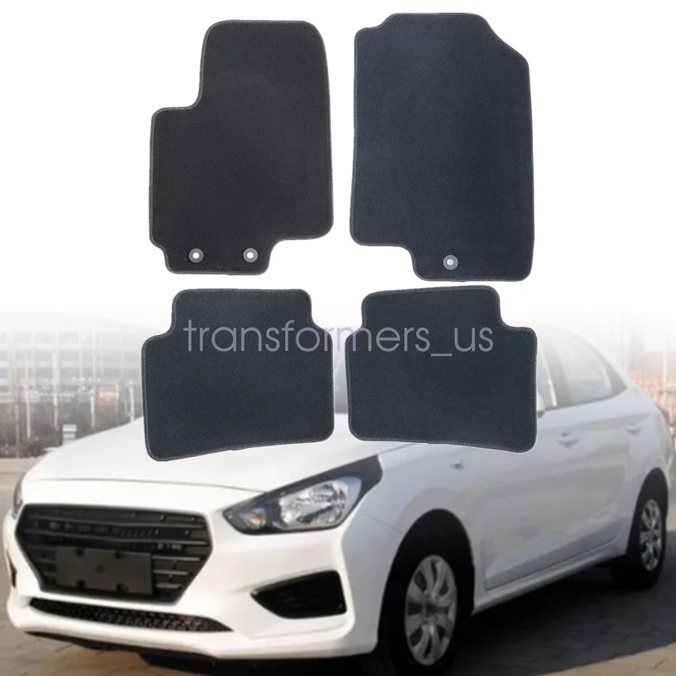 For 2018 2019 2020-2022 Hyundai Accent Front & Rear Floor Mats Carpet Black New - Image 3 of 4