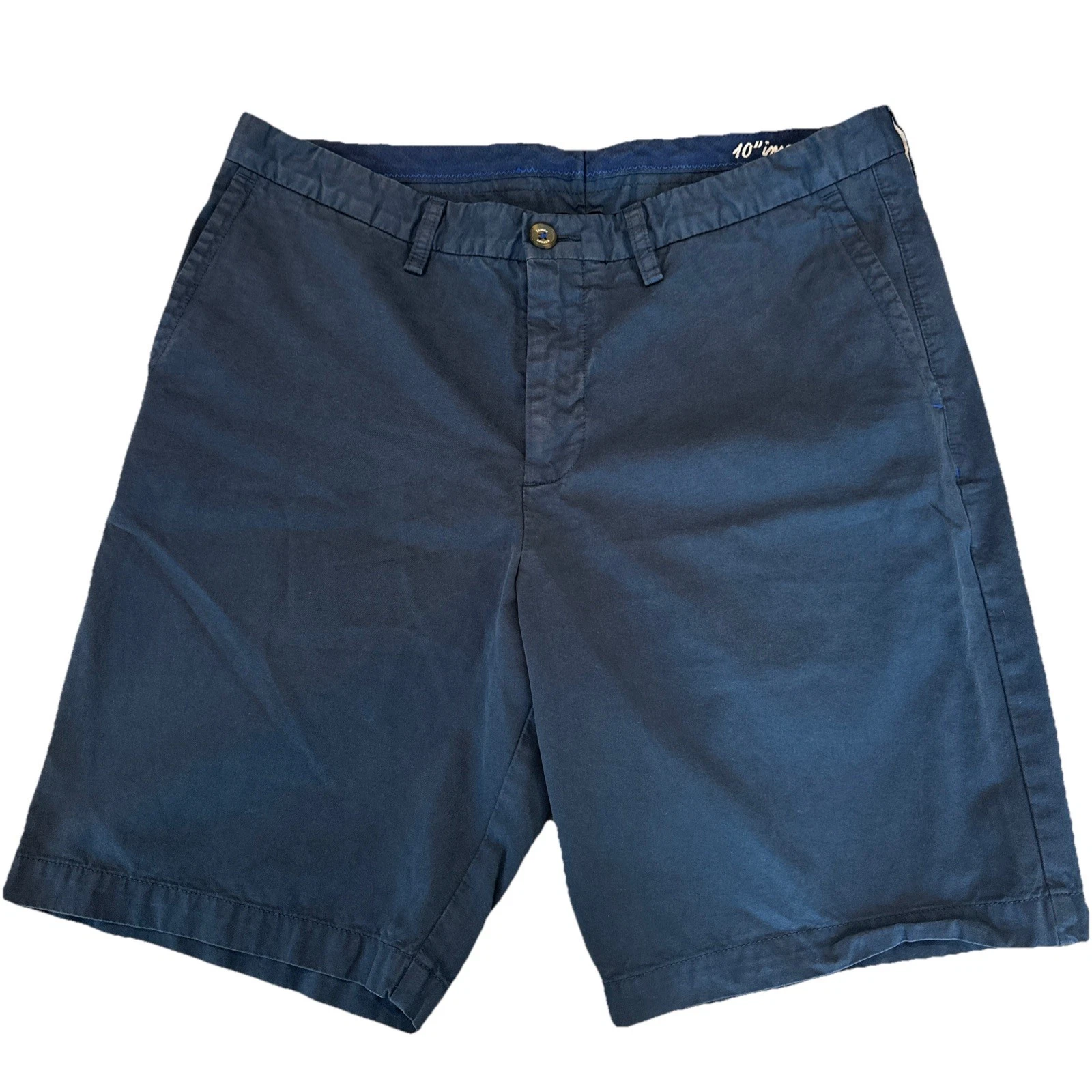 Tommy Bahama Size 35 Mens Blue Cotton Chino Shorts Flat Front 10" Inseam Pockets