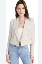 Veronica Beard Nevis Check Linen Jacket in Oatmeal-Size 8 NWOT