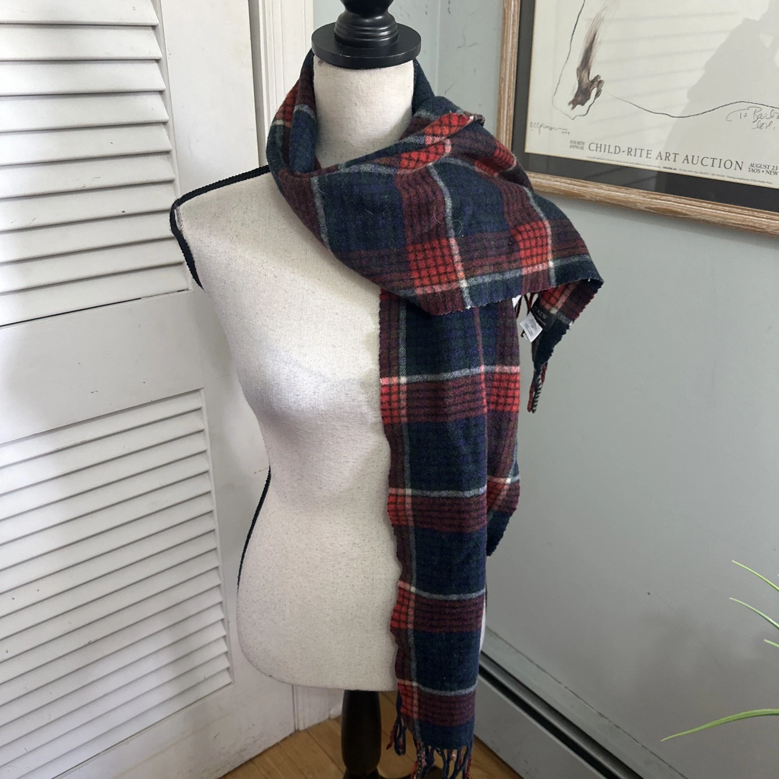 J Crew Cashmere Scarf Red Blue Plaid Fringed Outdoor Classic Preppy Old Money
Opens in a new window