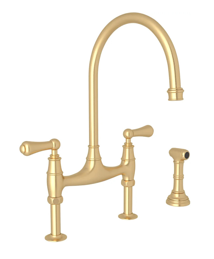 Perrin Rowe Georgian Era Bridge U.4719L-SEG-2 Kitchen Faucet Satin English Gold