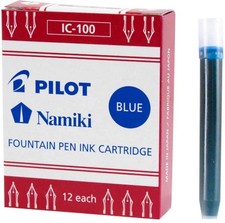 PILOT Namiki IC100 Fountain Pen Ink Cartridges, Blue, 12-Pack