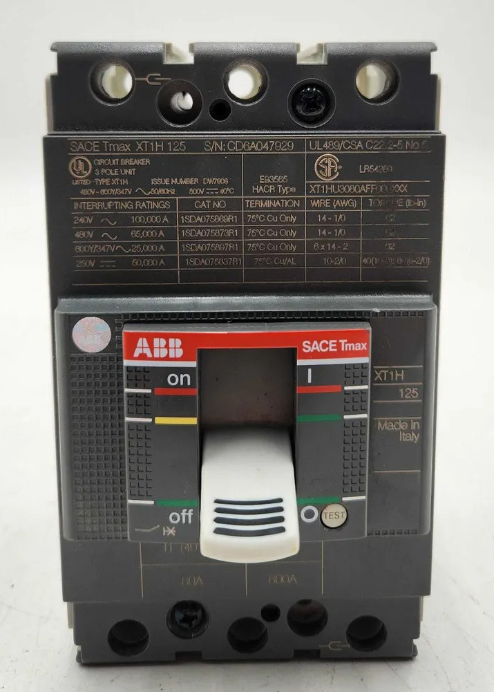 ABB XT1HU3080AFF000XXX Circuit Breaker 80A 3P 480V 3PH