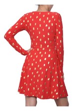 PLANET GOLD Womens Long Sleeve V Neck Short Fit + Flare Dress
