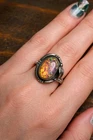 Vintage Mexico Sterling Silver 925 6g Fire Opal Ring Rainbow Color Play Size 6
