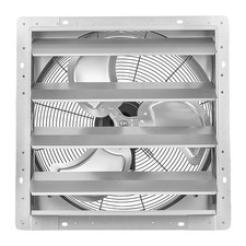 Uimoso 20" Wall-Mounted Shutter Exhaust Fan with Automatic Louvers, Silver Steel