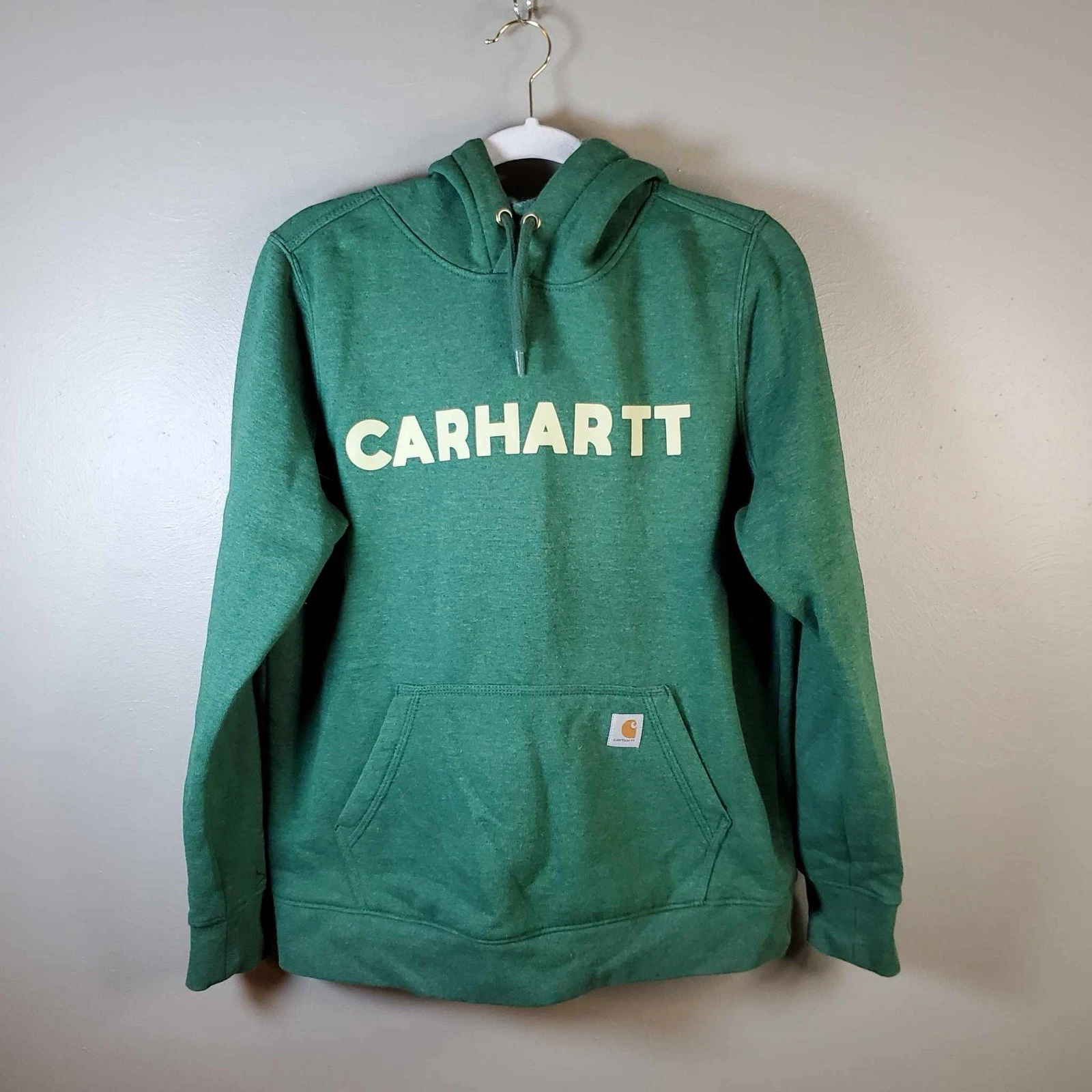 Carhartt Hoodie Medium (8-10) Relaxed Fot Green Spell Out 105194 G55