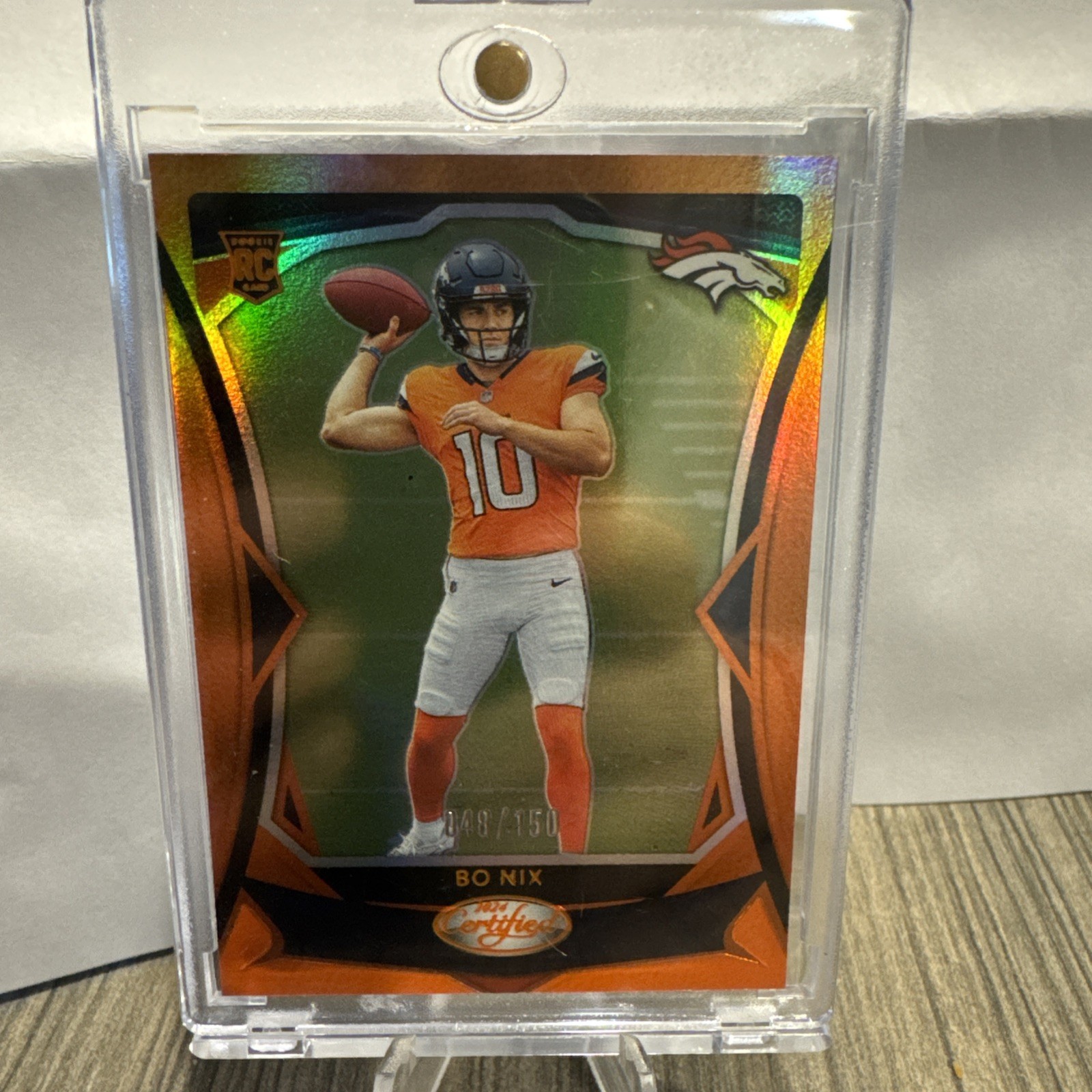 2024 Certified MIRROR ORANGE #109 Bo Nix RC #048/150 Denver Broncos COLOR MATCH