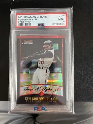 2001 KEN GRIFFEY JR. BOWMAN CHROME XFRACTOR #107 PSA 9
