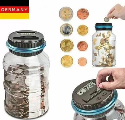 Spardose mit Zählwerk Münzzähler Sparschwein Digital Sparbüchse LCD Display 1.8L