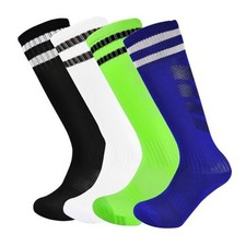 Boys Soccer Socks Toddler Athletic 5-7 Years Black/Blue/White/Green 4 Pack