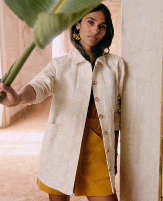 Sézane Cream Textured Will Jacket Small | eBay