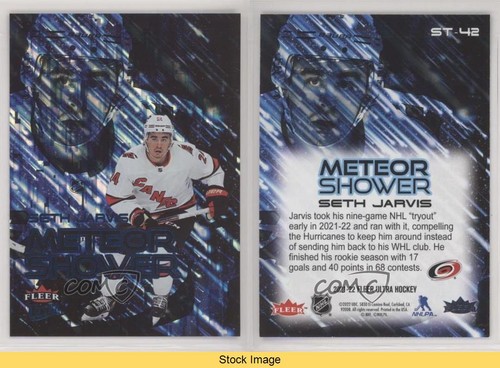 2021-22 Upper Deck Fleer Ultra Meteor Shower Seth Jarvis #ST-42 Rookie RC LEGGI - Foto 3 di 3
