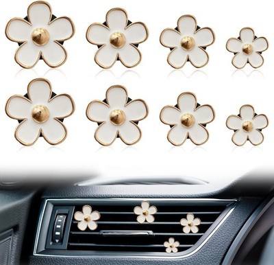 8 Stück Auto Deko für Lüftungsschlitze (Weißes Set) - Einzigartiges Design Gän