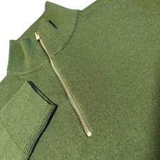 J.Crew Quarter-Zip Sweater Mens Medium Green Merino Wool Blend BB697