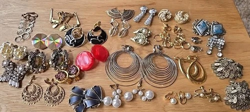 Earrings Costume Jewelry Lot of 25 Sets & Drink Stirrers