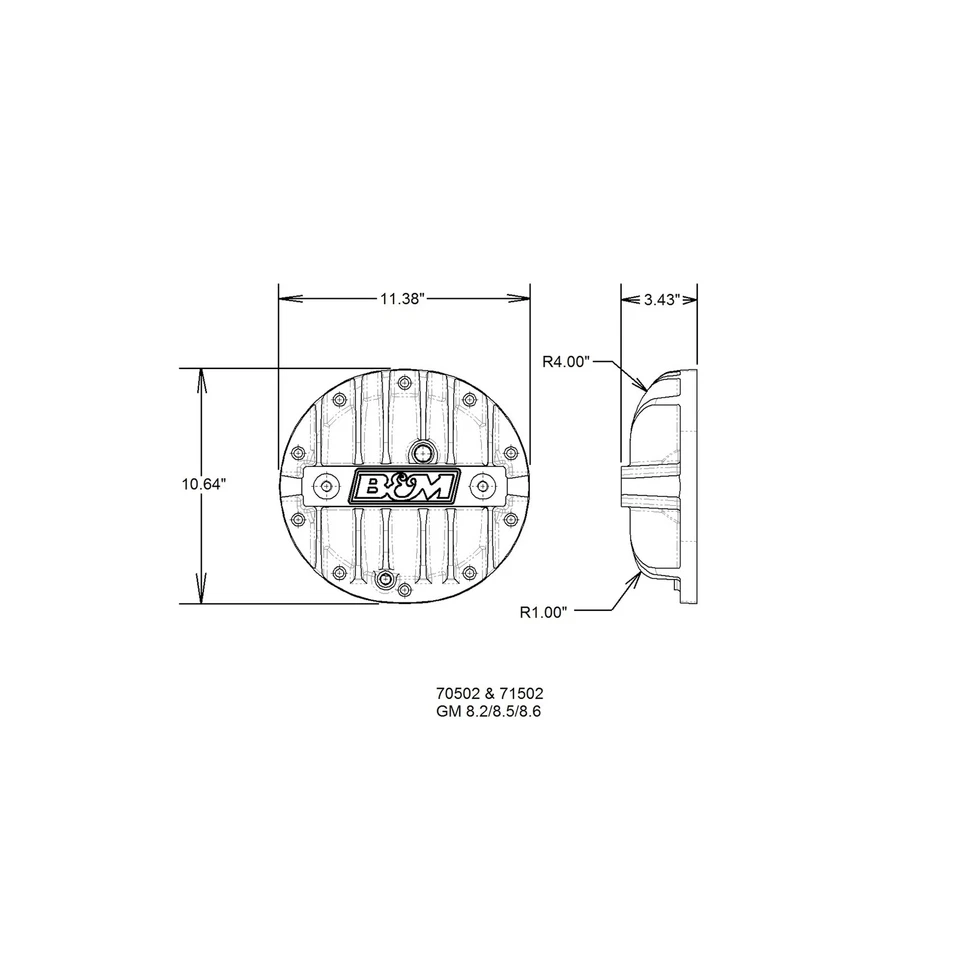 Cubierta diferencial de aluminio fundido B&M 70502 Foto 2 de 2