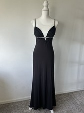 90s Cache Black Rhinestoned Evening Gown Size 6
