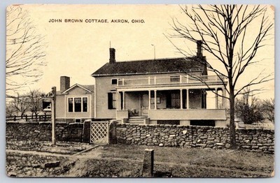 Creston Antique Ohio Postcard AKRON John Brown Cottage House 1910