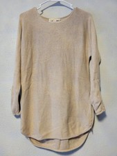 Michael Kors Women Small Beige Knit Tunic Sweater Pullover Hi Low Hem Longline
