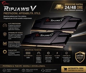 RAM G.Skill Ripjaws V DDR4 16GB (2x8GB) 3200MHz CL16 F4-3200C16D-16GVKB NUOVE