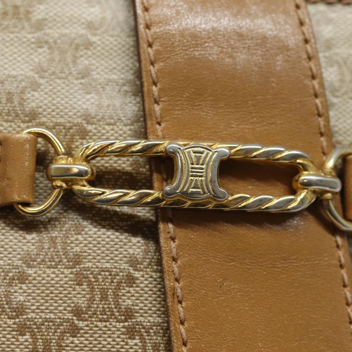 Celine Vintage Macadam Canvas And Leather Beige Shoulder Bag — image 12