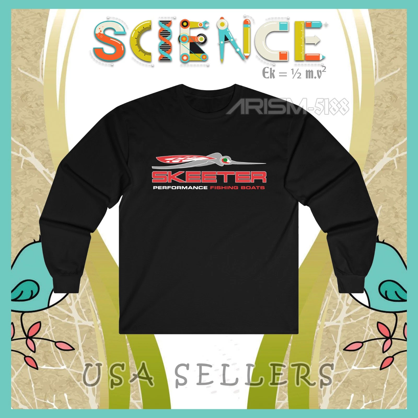 New Skeeter Fishing Boats Men's Long Sleeve T-Shirts American Tees T-Shirts Men