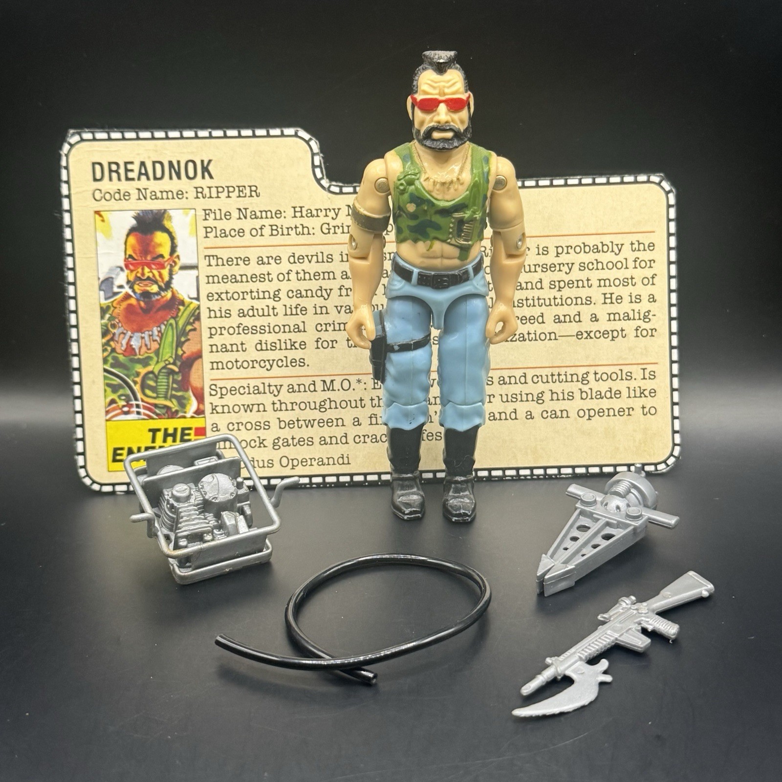 GI Joe 1985 Dreadnok Ripper 100% Complete ARAH Action Figure With File Card