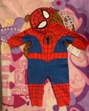 Disney Baby Marvel Spider-man Costume Romper Hat Outfit Spider-Man New