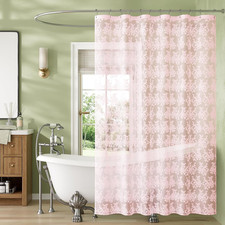Pink Lace Shower Curtain 72X72 Inches, Girly Sheer Vintage Boho Farmhouse Cute R
