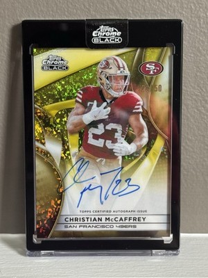 2025 Topps Chrome Black Christian McCaffrey Gold Diamonds Auto /50 49ers