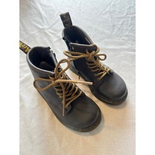 Dr. Martens Toddler Dark Brown Leather Lace Up Side Zip Toddler Boots Size 8 US