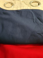 2 POTTERY BARN KID RUGBY STRIPE RED NAVY BLACKOUT GROMMET PANELS 44X84 Each NEW