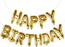 NEW Large 20"x 22'FT Gold Foil Air Filled "Happy Birthday" Balloon Banner