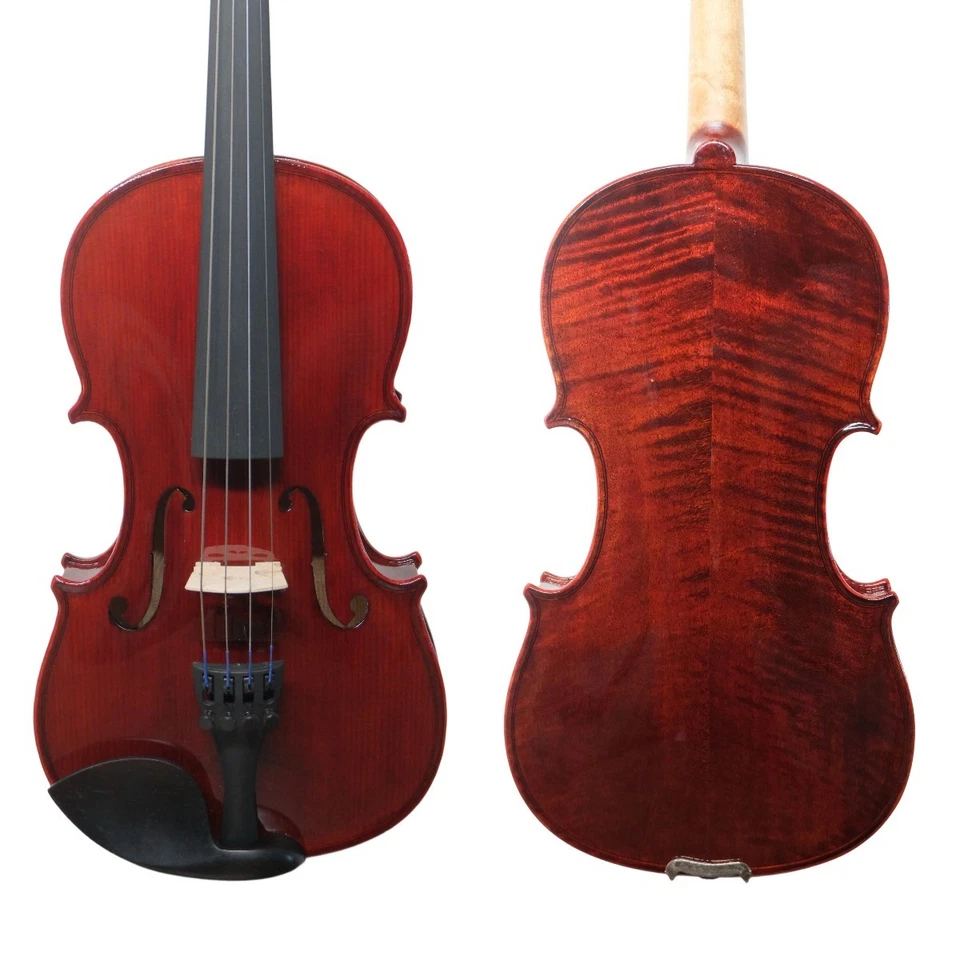 Conjunto de violín hecho a mano tamaño 1/2 - espalda de arce flameado, tono dulce, estuche y arco Foto 2 de 4