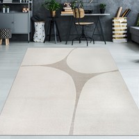Wohnzimmerteppich Minimalistisch Hoch-Tief-Effekt Im Abstrakten Muster In Creme