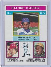 1976 Topps Baseball Card #191 NL Batting Ldrs Madlock, Simmons, Sanguillen- NrMt