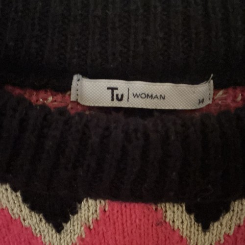 TU Ladies Black Jumper With Purple Sequins And Zig Zag Pattern. Size 14 - Picture 3 of 8