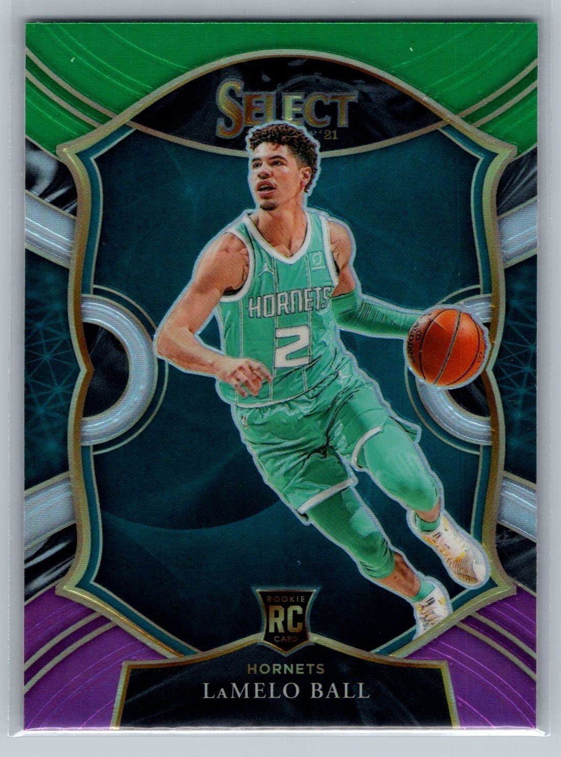 2020-21 Panini Select Concourse GREEN WHITE PURPLE #63 Lamelo Ball RC Hornets