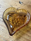 Indiana Depression Amber Tiara Sandwich Glass Heart Shaped Trinket Dish 4"