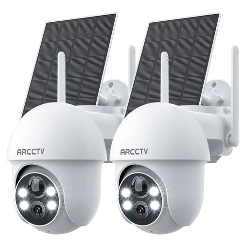 ANRAN Outdoor Solar Security Camera 3MP Wireless Wifi 360°PTZ Night Vision 2Pack
