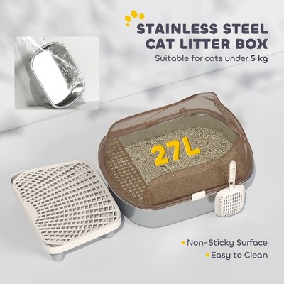 Geschlossene Katzentoilette mit hohen Seiten & Stahlwanne | leicht zu reinigen